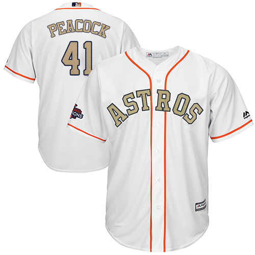 Astros #41 Brad Peacock White 2018 Gold Program Cool Base Stitched MLB Jersey